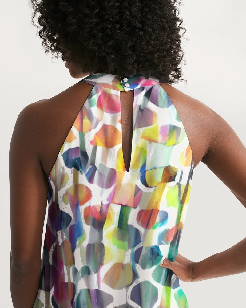 Vieste Women's All-Over Print Halter Dress
