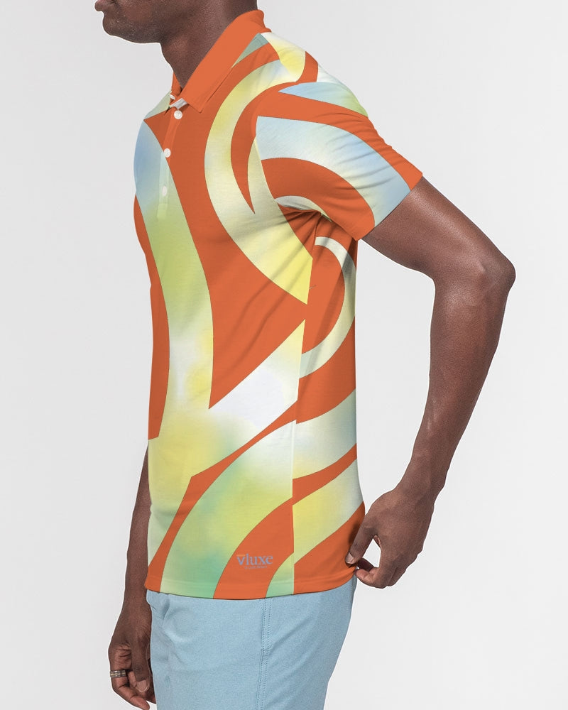 Ribbon Orange Men's Slim Fit Short Sleeve Polo from Vluxe by Lucky Nahum