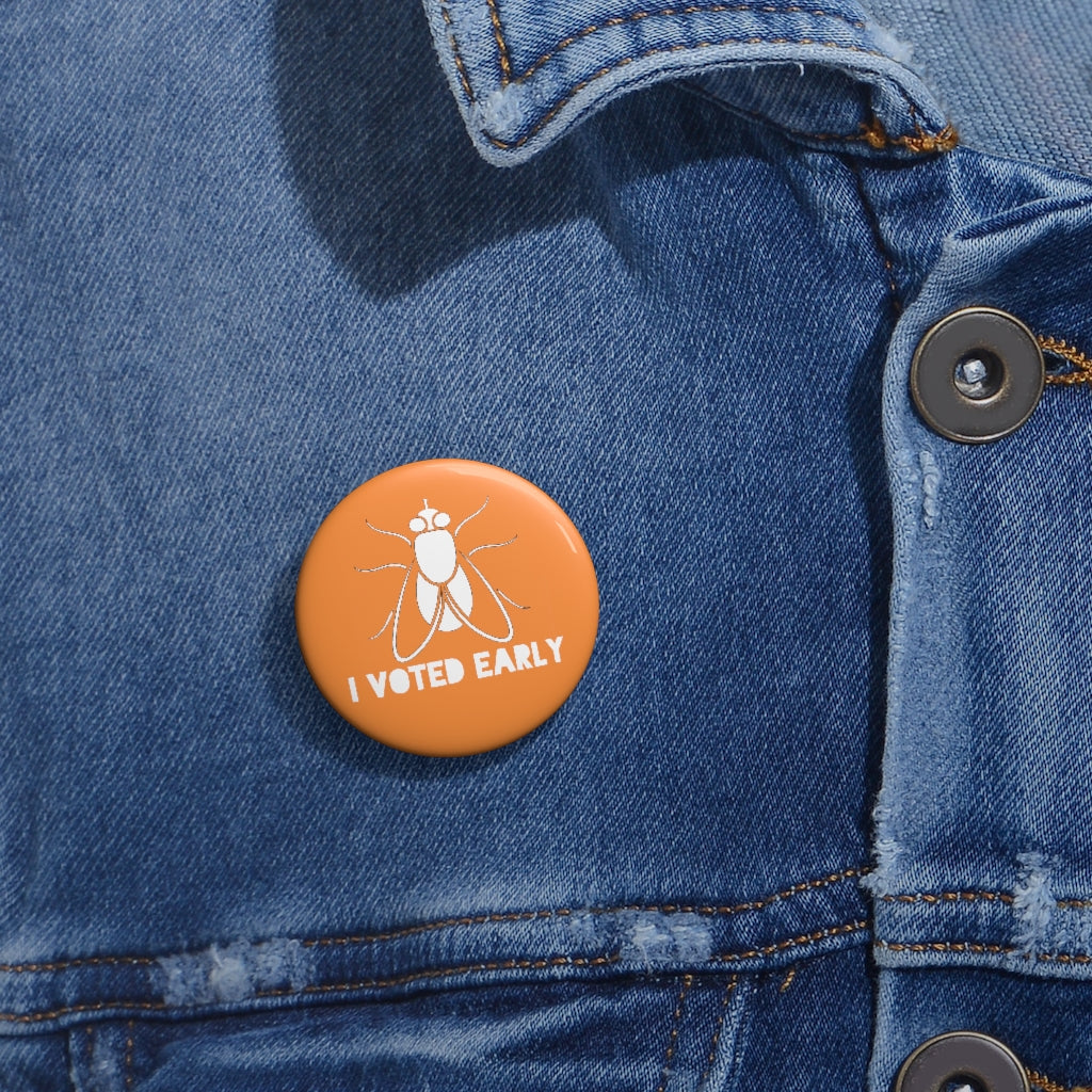 I Voted Early Orange Custom Pin Buttons