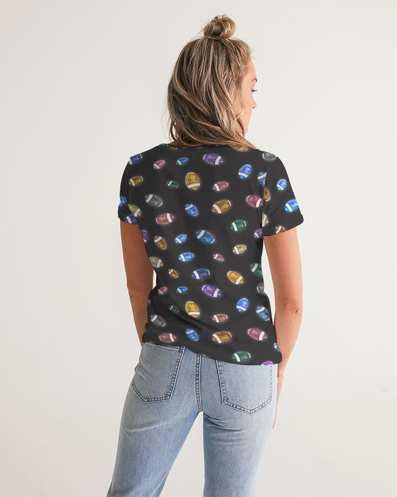 Football Season Gray Women's V-Neck Tee