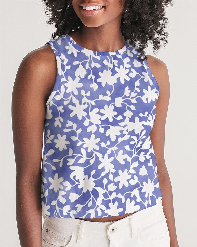 Camo Flower Sky Women's Cropped Tank