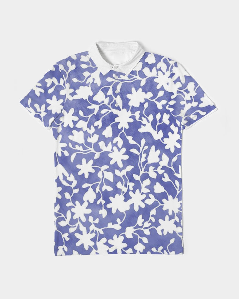 Camo Flower Sky Men's Slim Fit Short Sleeve Polo