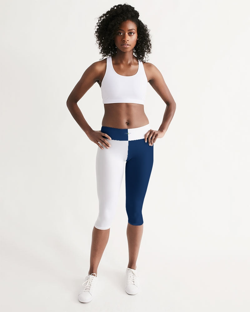 Blocks Navy Seas Women's Mid-Rise Capri