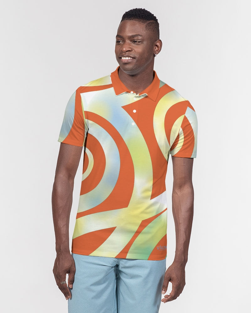 Ribbon Orange Men's Slim Fit Short Sleeve Polo from Vluxe by Lucky Nahum