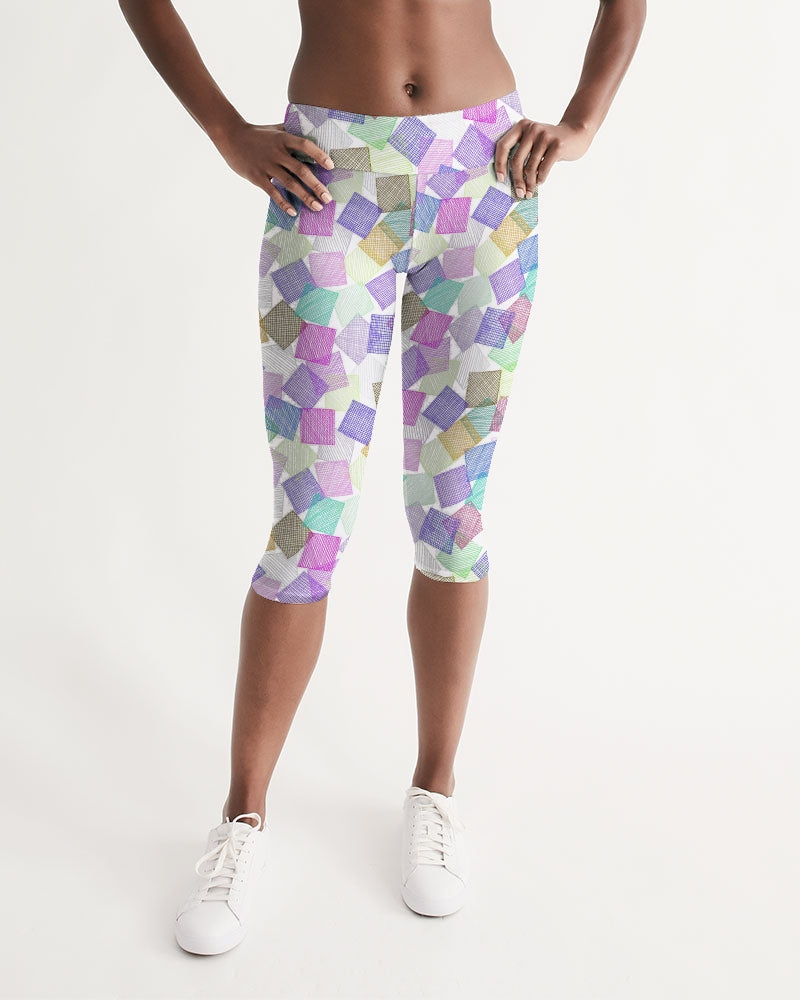 Boxes White Women's Mid-Rise Capri