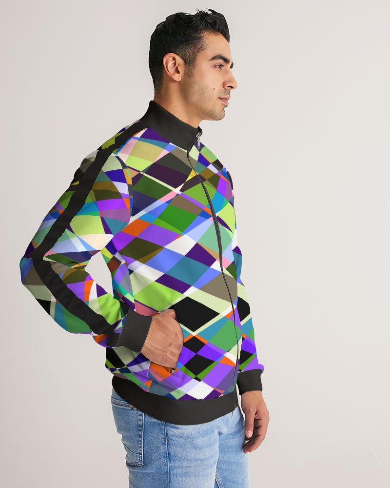 Oslo Multi Color Men's Stripe-Sleeve Track Jacket