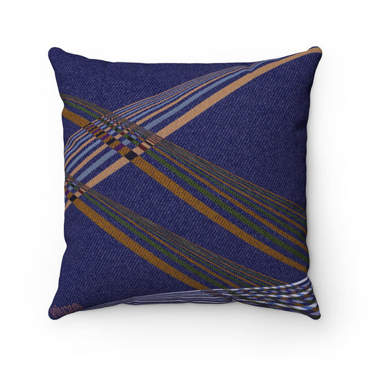 Sky Trails Denim Faux Suede Square Pillow