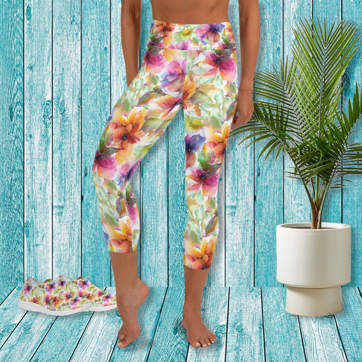 Fleur De Jardin Yoga Capri Leggings