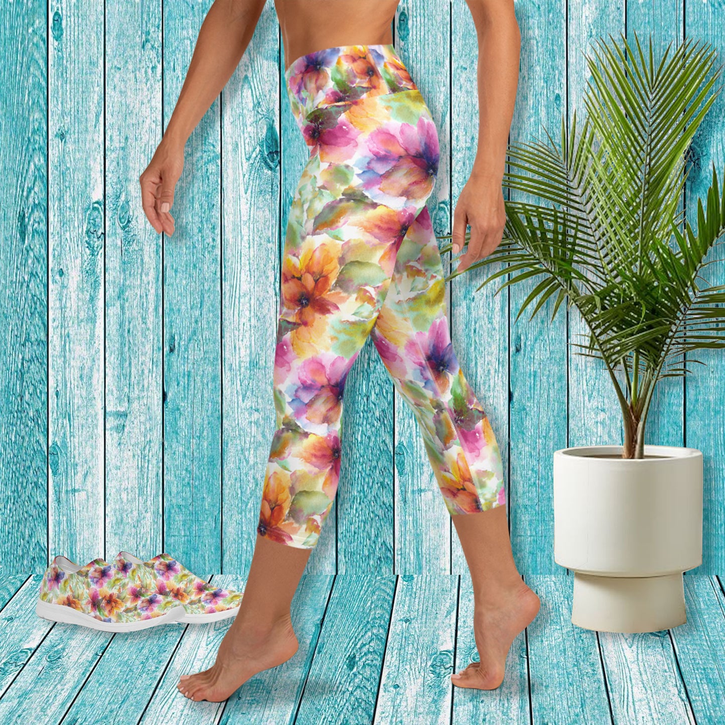 Fleur De Jardin Yoga Capri Leggings