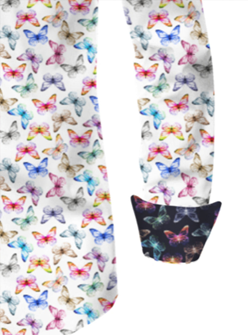 Float Like A Butterfly Black Printed Bespoke Shirt