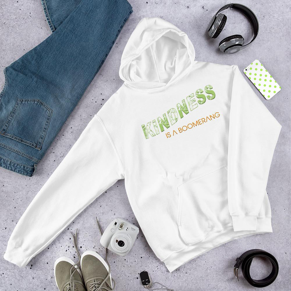 Kindness Is A Boomerang Hooded Sweatshirt from Vluxe by Lucky Nahum
