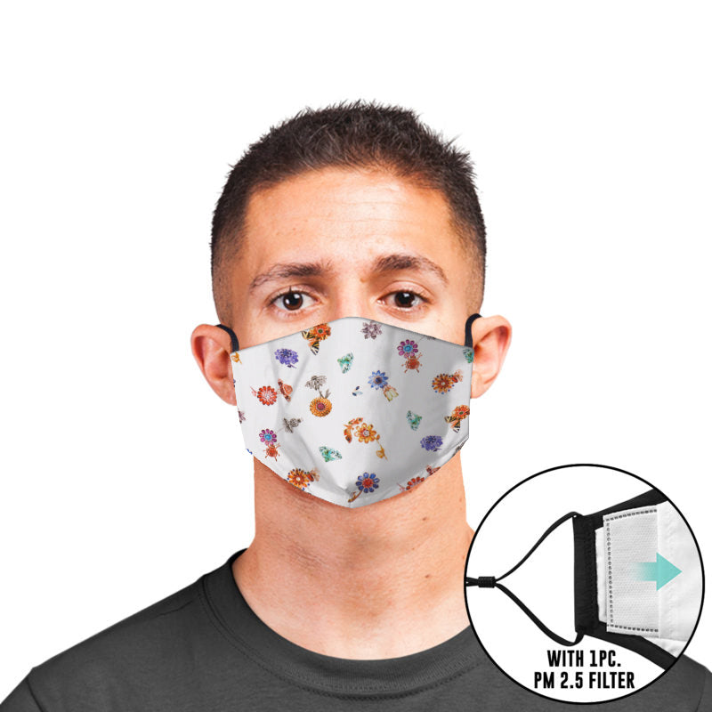 Springtime White Custom Adjustable Filtered Face Mask