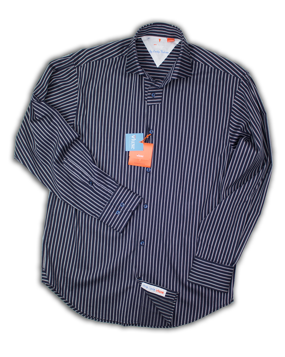 Stripe V-Spot One Of A Kind Collar Button Up Shirt