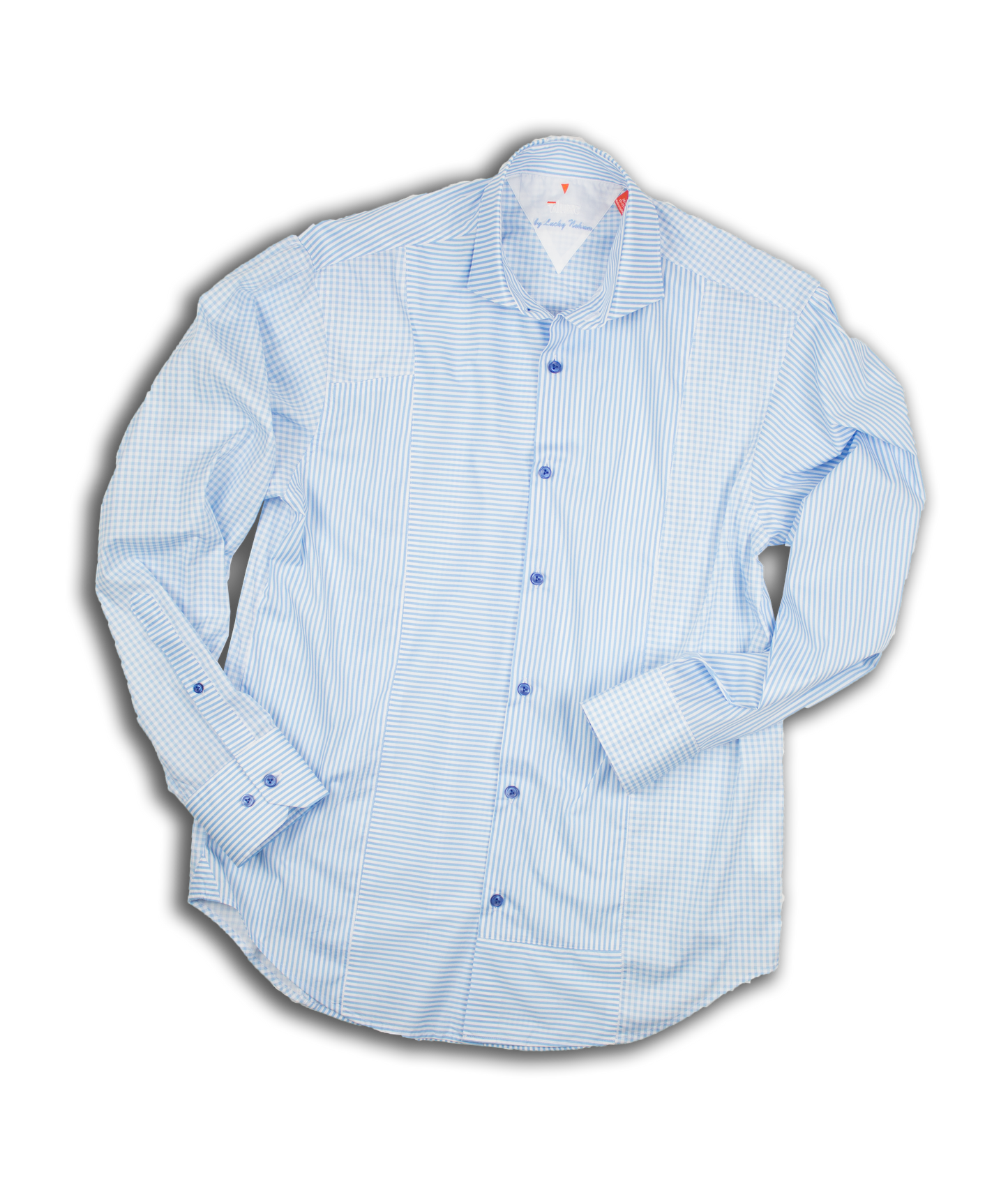 Long Sleeve Blocked Mixed Media Shirt VL706