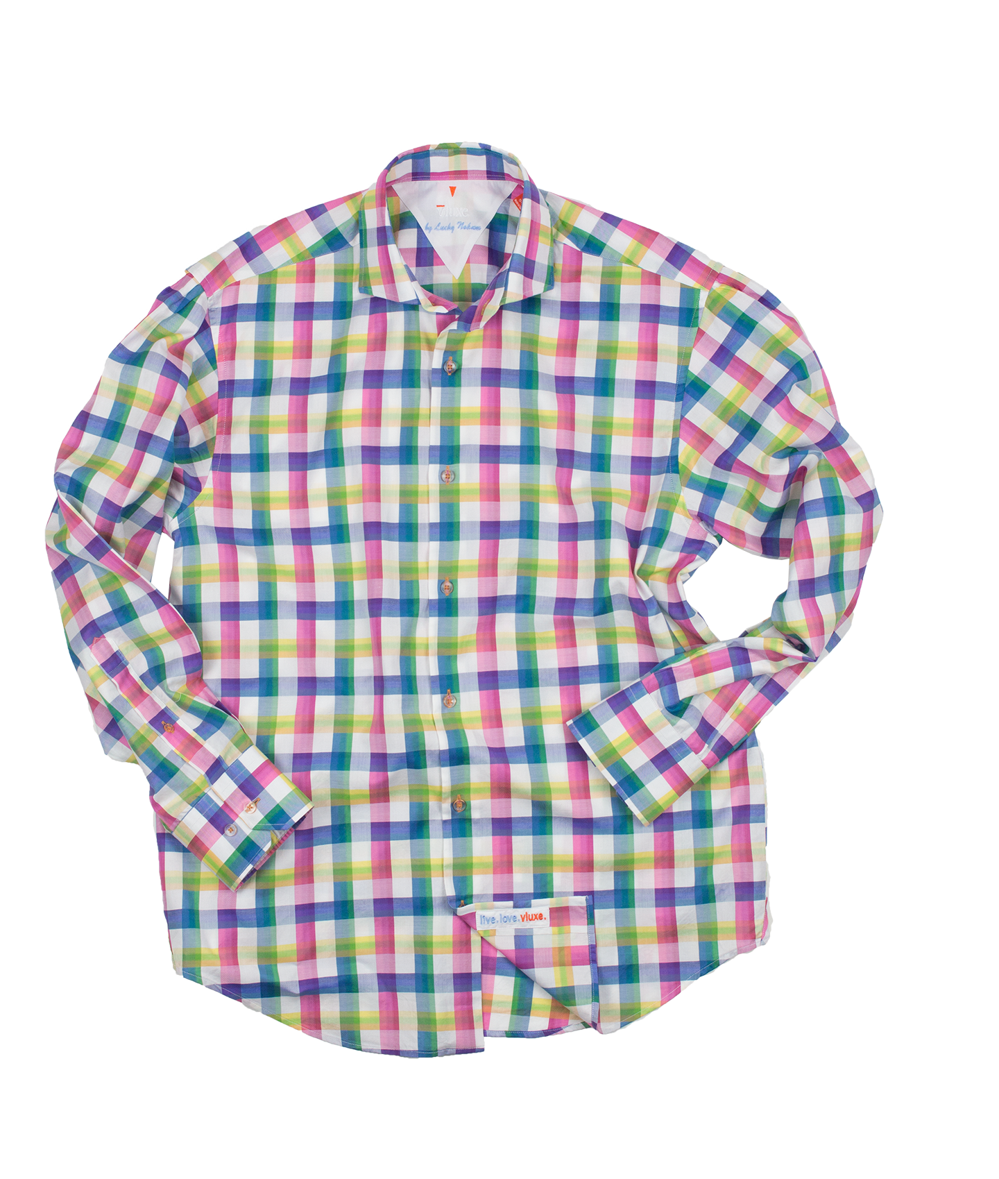 Multi Check Gentle Spread Collar Button Up Shirt