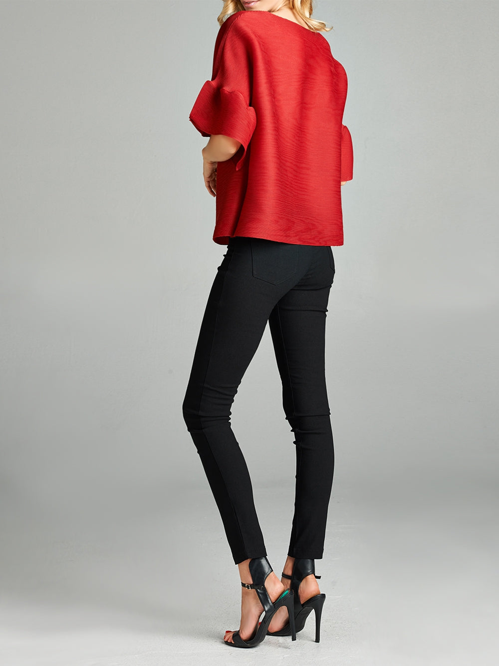Pleated Red Audrey Top VLW115