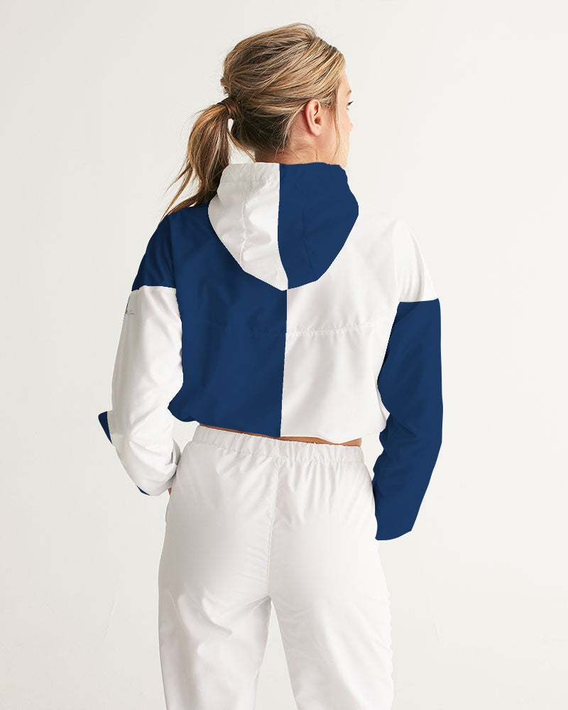 Blocks Navy Seas Women's Cropped Windbreaker