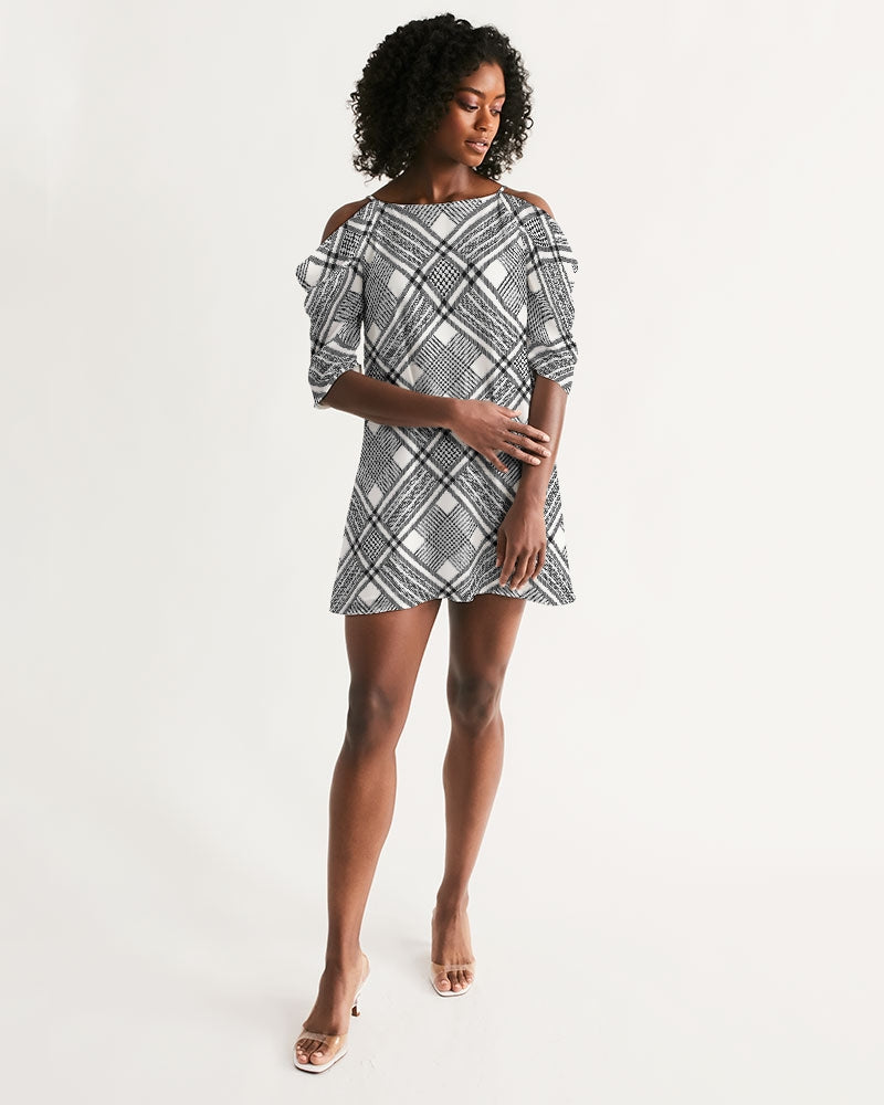 Oxford Women's Open Shoulder A-Line Dress | Always Get Lucky