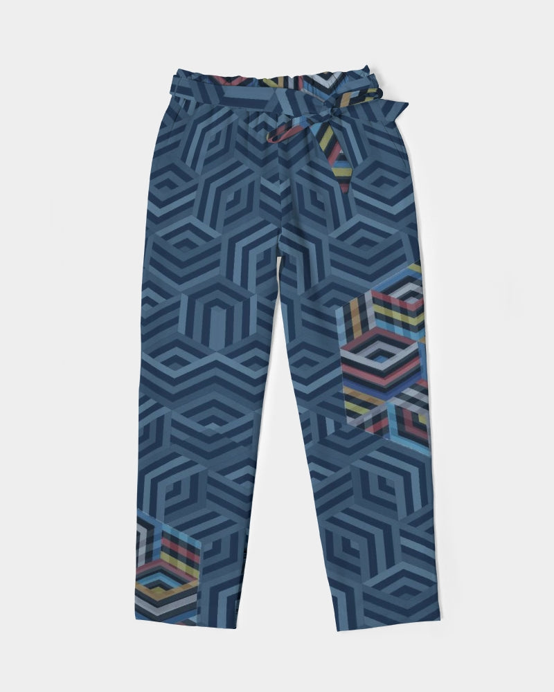 Hexagonic Women's Belted Tapered Pants |Always Get Lucky