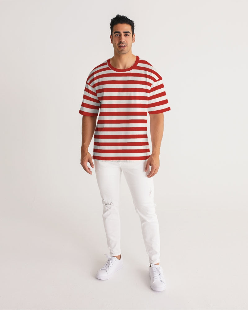 Classic Vluxe Red Stripe Men's Premium Heavyweight Tee