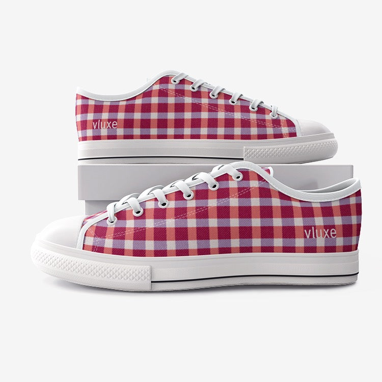 Check Mate Red Unisex Low Top Canvas Shoes