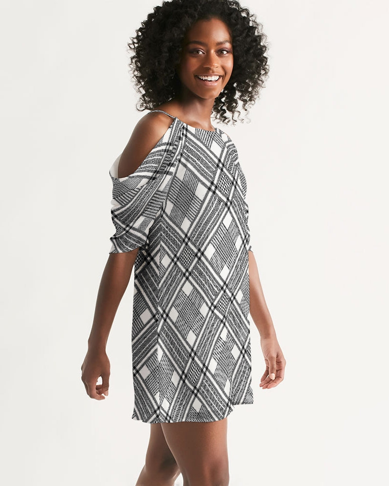 Oxford Women's Open Shoulder A-Line Dress | Always Get Lucky