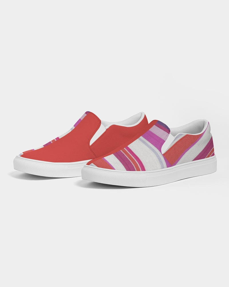 Split Personality Stripe Red Men's Slip-On Canvas Shoe