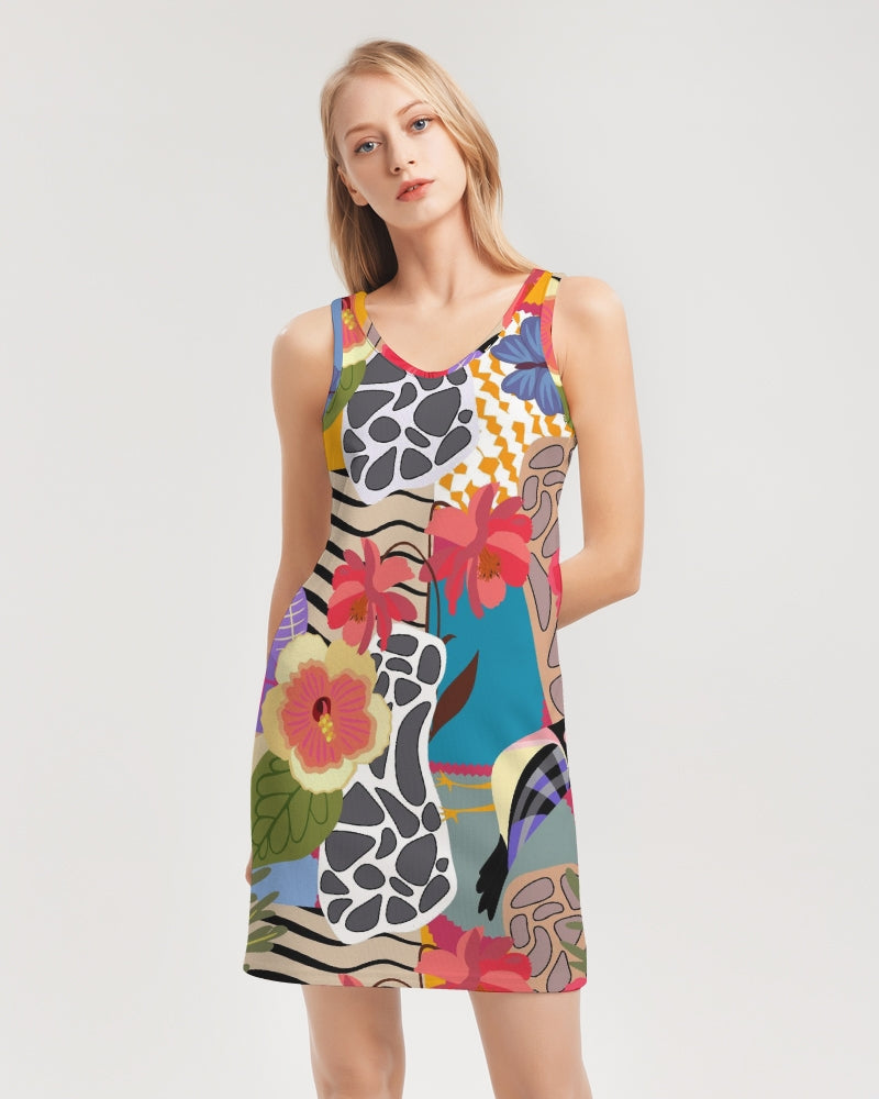 Bird of Paradise Women's Rib Knit V Neck Mini Dress