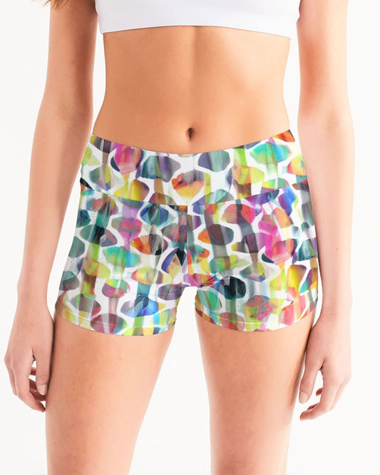 Vieste Women's All-Over Print Mid-Rise Yoga Shorts