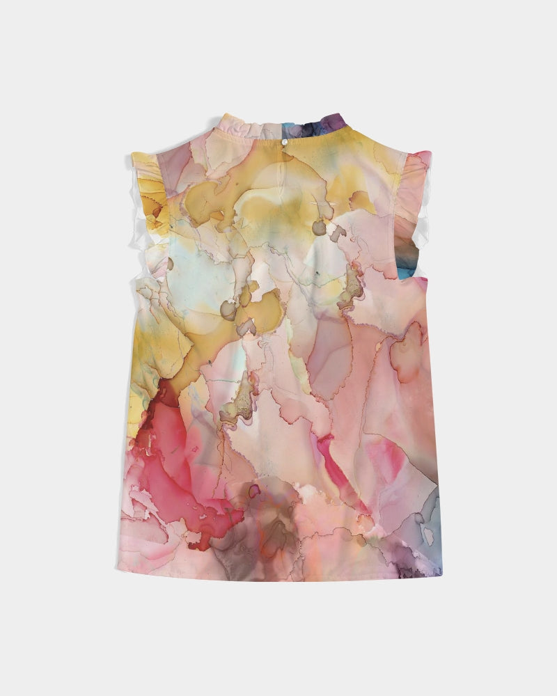 Smoke Gets in Your Eyes Women's Ruffle Sleeve Top Always Get Lucky