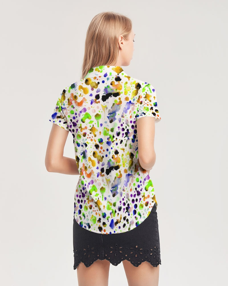 Funky Beast Women's Short Sleeve Button Up | Always Get Lucky