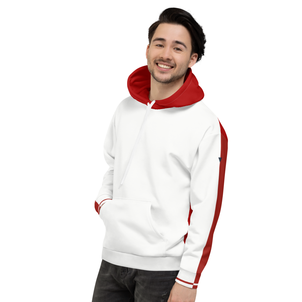Split White-Red Unisex Hoodie from Vluxe by Lucky Nahum