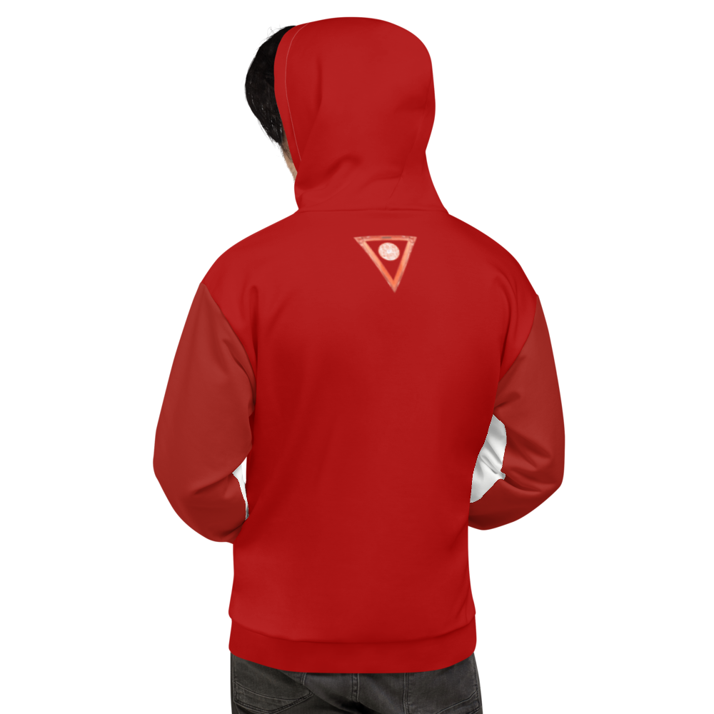 Split White-Red Unisex Hoodie from Vluxe by Lucky Nahum