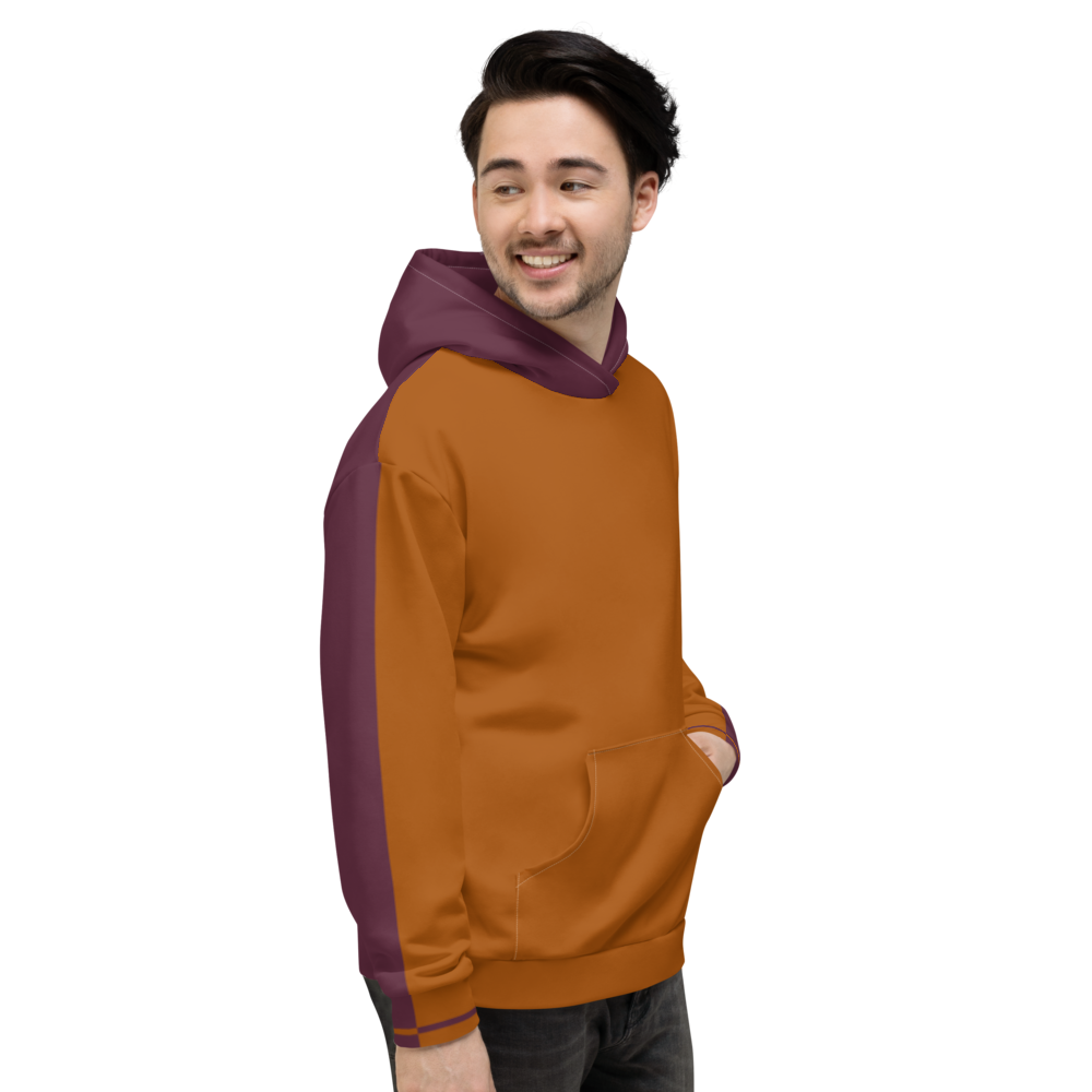 Split Burnt Orange Unisex Hoodie from Vluxe by Lucky Nahum