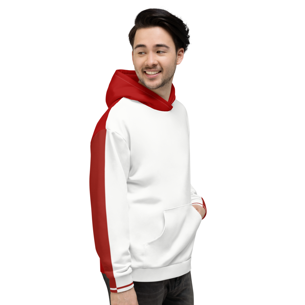 Split White-Red Unisex Hoodie from Vluxe by Lucky Nahum