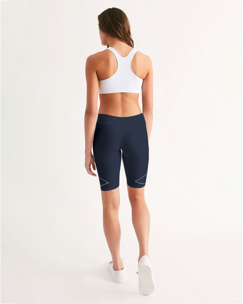 Lucky Lime Navy Geometric Women's Mid-Rise Bike Shorts