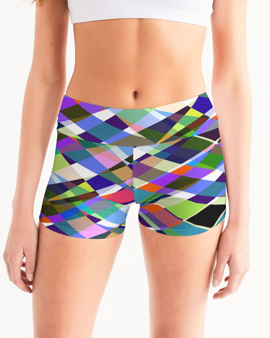 Oslo Multi Color Women's Mid-Rise Yoga Shorts