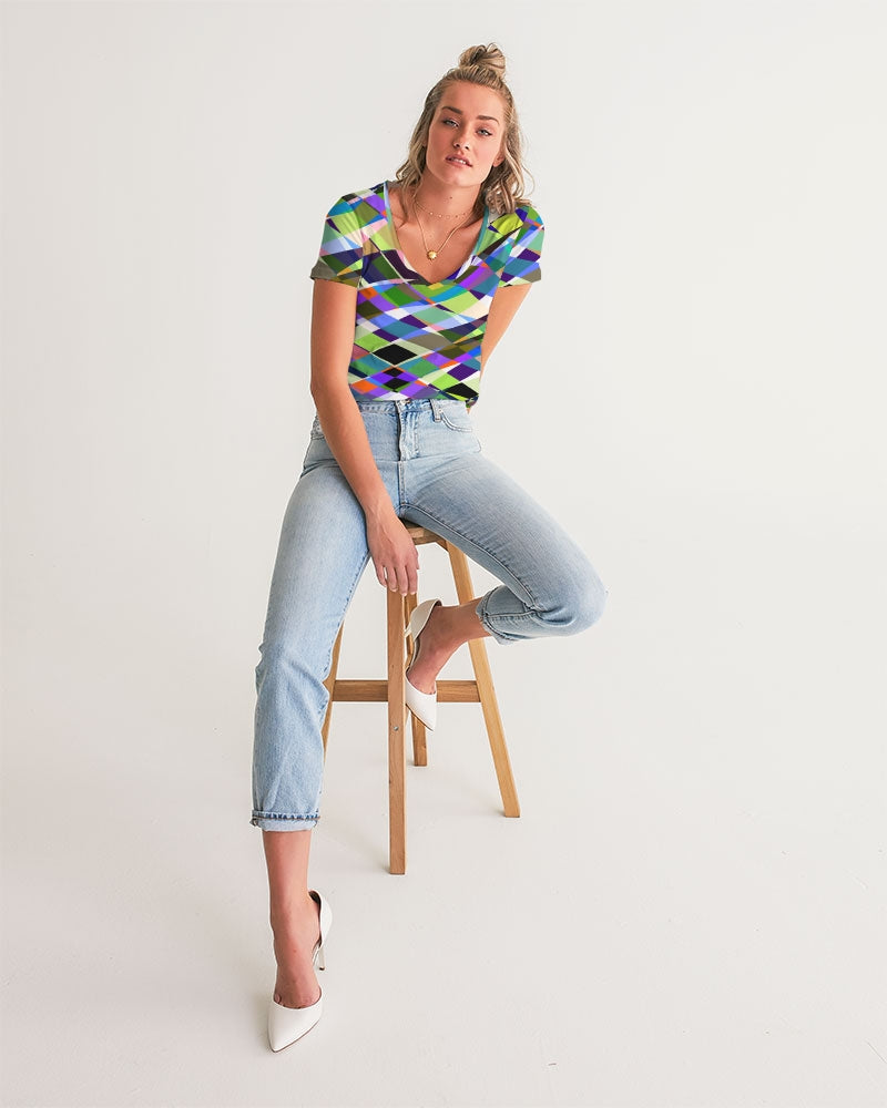 Oslo Multi Color Women's V-Neck Tee