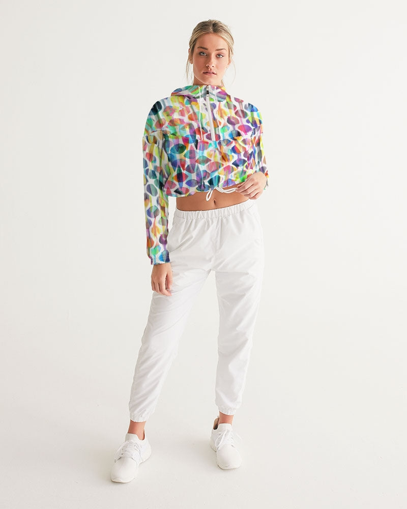Vieste Women's All-Over Print Cropped Windbreaker