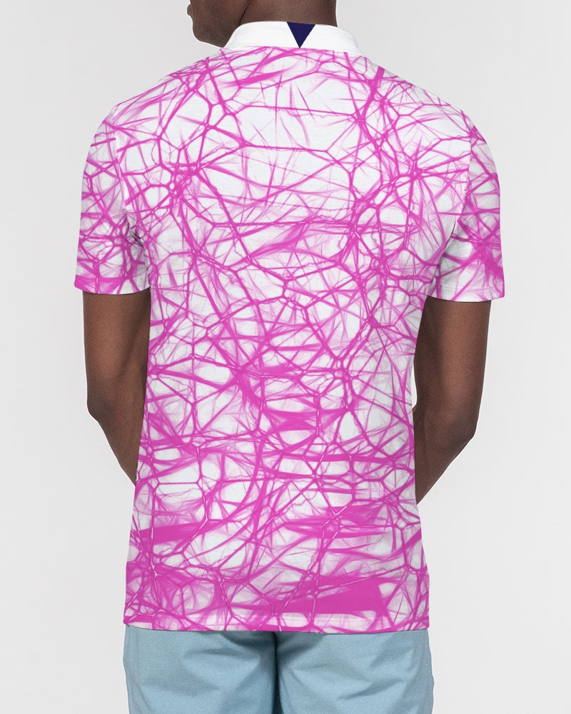 Wired Pink Men's Slim Fit Short Sleeve Polo from Vluxe by Lucky Nahum