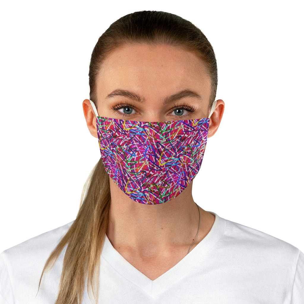 Artful Confusion Red Double Layer Fabric Face Mask from Vluxe by Lucky Nahum