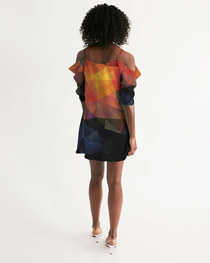 Diamond Cut Women's Open Shoulder A-Line Dress | Always Get Lucky