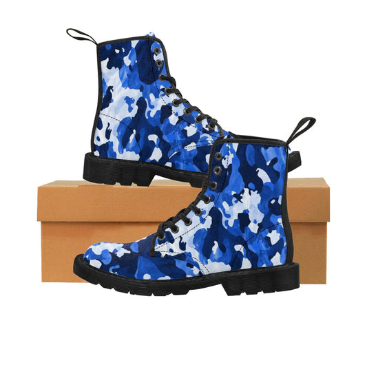 Camo Blue Men's Canvas Boots