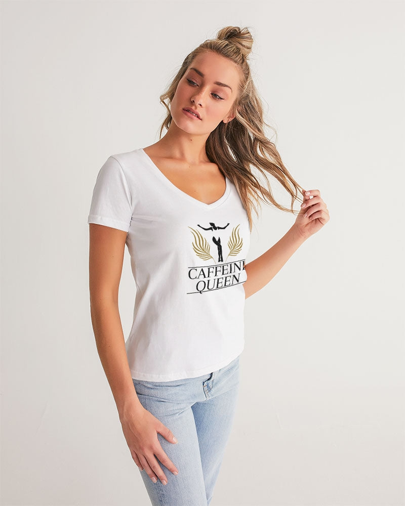 Caffeine Queen Cloud Women's V-Neck Tee