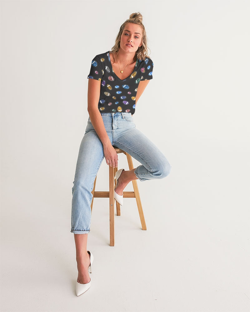 Football Season Gray Women's V-Neck Tee