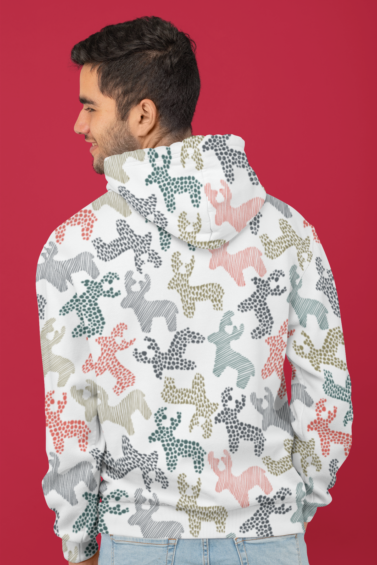 Roaming Reindeer White Unisex Hoodie from Vluxe by Lucky Nahum