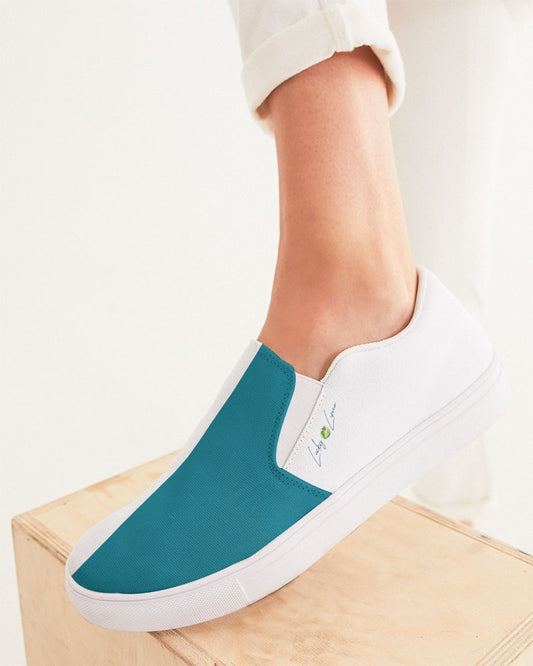 Blocks Sea Shore Blue Women's Slip-On Canvas Shoe