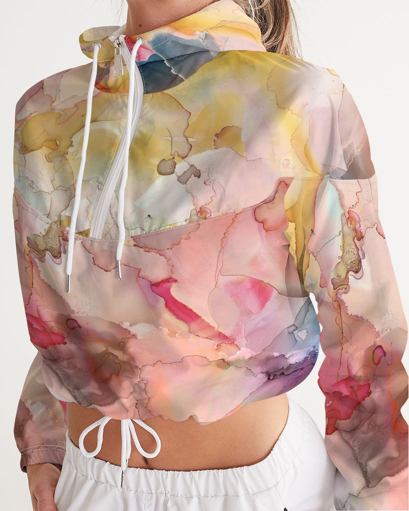 Smoke Gets in Your Eyes Women's Cropped Windbreaker | Always Get Lucky