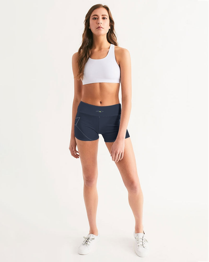 Lucky Lime Navy Geometric Women's Mid-Rise Yoga Shorts
