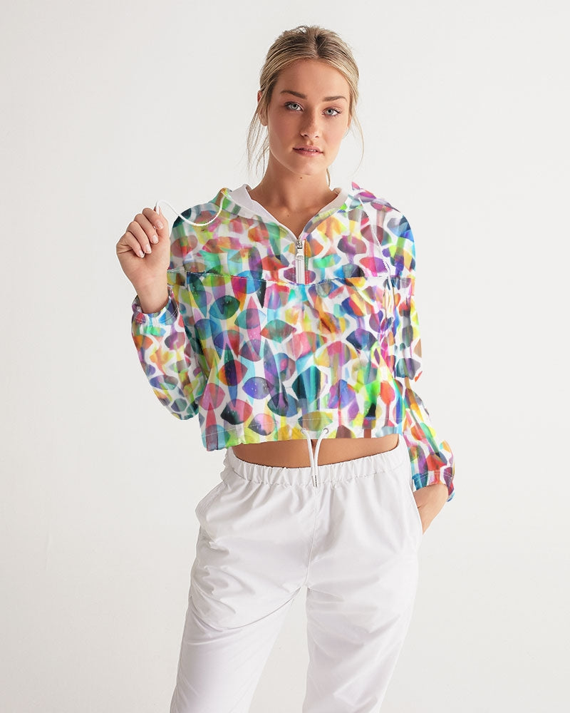 Vieste Women's All-Over Print Cropped Windbreaker